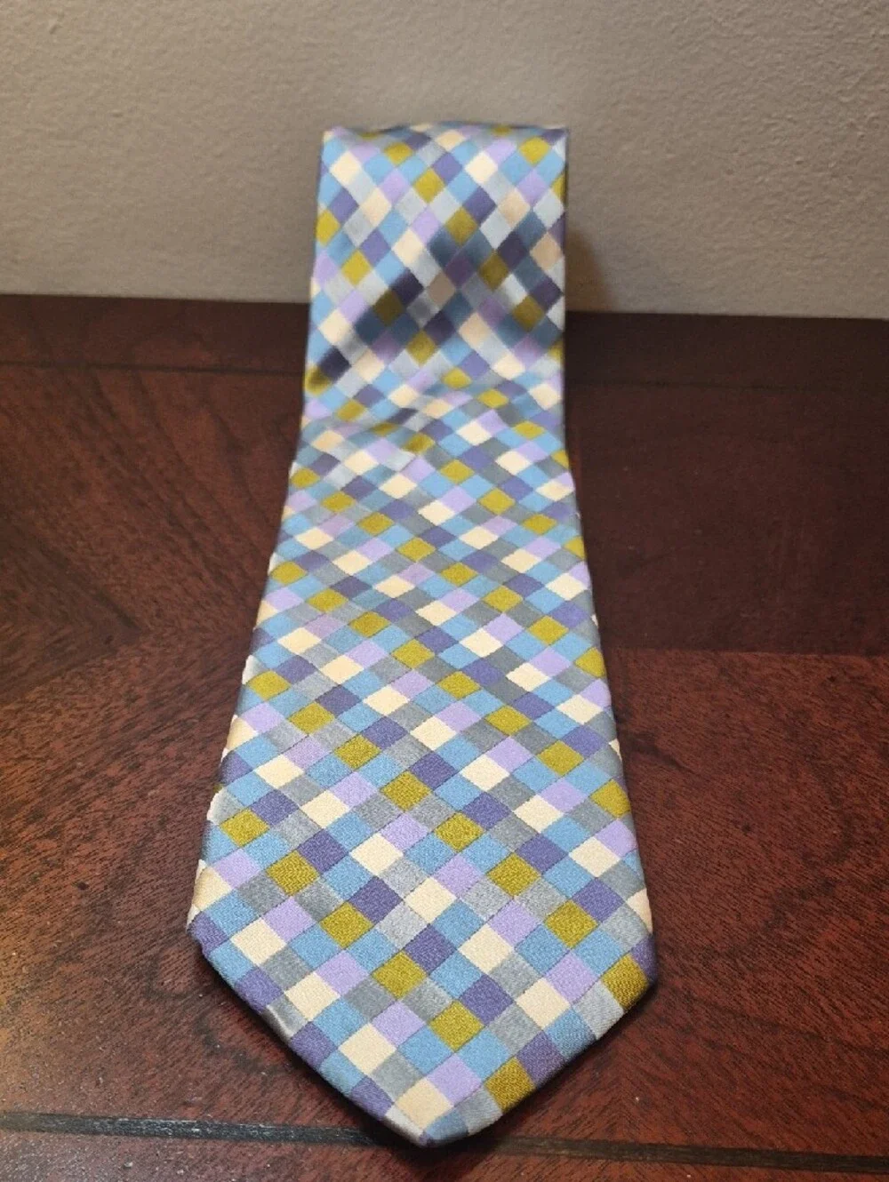Ted Baker London Silk Check Tie in‎ Light Blue, Lavender & Olive